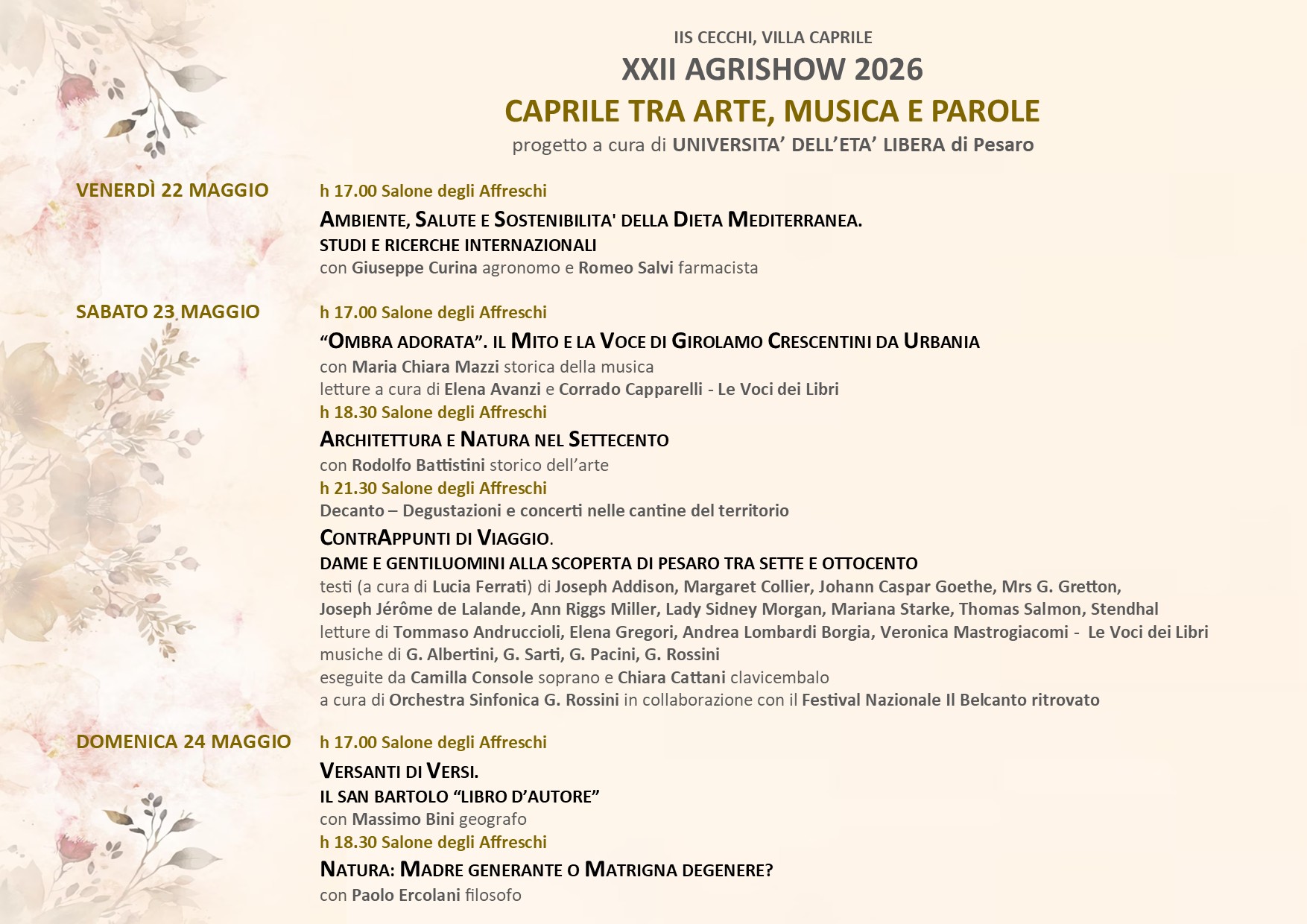 CAPRILE TRA ARTE, MUSICA E PAROLE